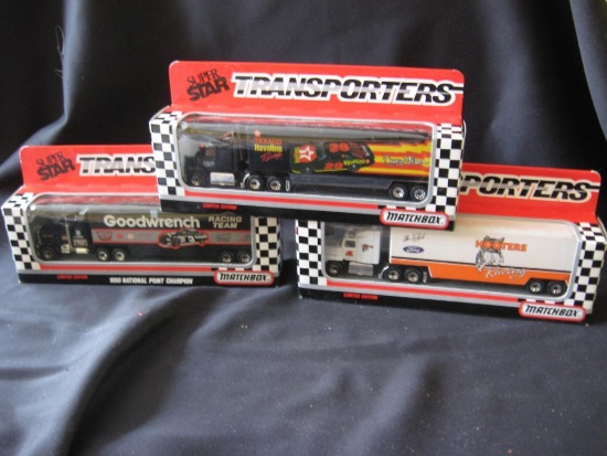3 Matchbox Transporters: Goodwrench, Hooters and Texaco
