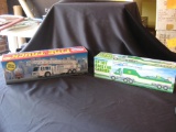 4 Vehicles:Crown Fire Truck, BP Race Car Carrier, Wilco Gas Truck and Servco Truck & Helicopter