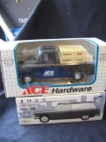 7 Lockable Coin Banks-die cast-1:25 Scale. Includes ACE Hardware Truck, '55 Chevrolet Delivery