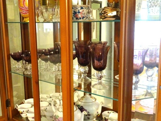 Purple glassware-8 glasses, 6 sherbert