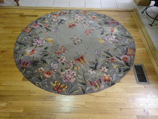 Round rug-light olive background-66" diameter