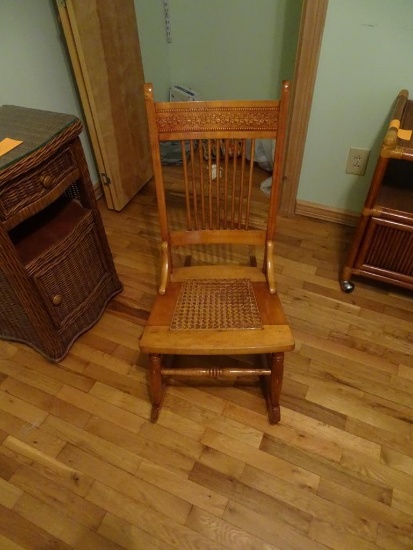 Wooden Rocker w/ cane bottom