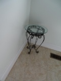 Small metal side table with round glass top-20