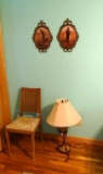 Pictures, chair and lamp