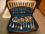 Wm. Rogers & Sons Silver Chest w/mixture of silver plate pieces.
