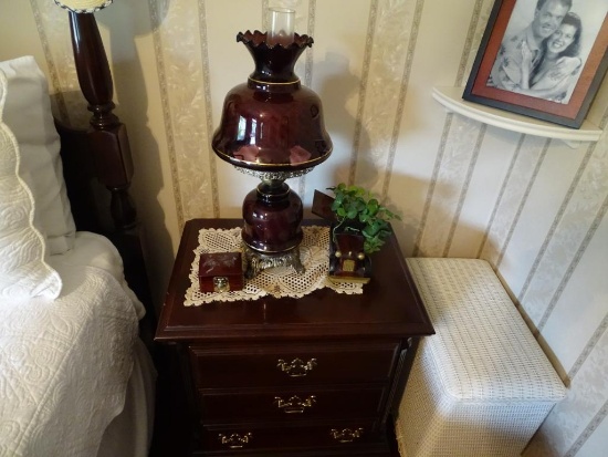 2 Beside Glass Lamps, 24" tall (plus knickknacks on tables)