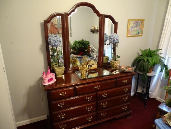 Solid Wood Dresser w/Mirror-72"H x 56"L x 20" D