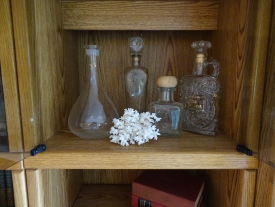 4 decanters, coral