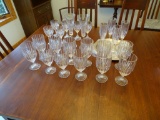 Crystal glasses-12 water, 6 champagne and 8 wine w/silver tray.