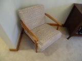 Mid Century Modern side chair-brown tweed/cream color