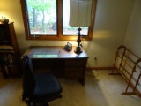 Desk, Rolling Chair and Lamps on desk