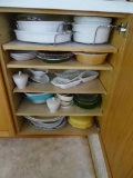 5 shelves of Casserole Dishes, platters, etc.