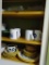 3 shelves of Plates, Mugs, glassware