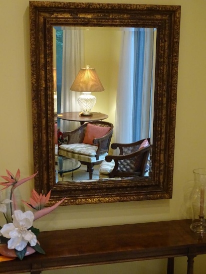 Wood framed mirror-45" H x 33" W