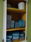 3 shelves of plastic containers
