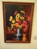 Oil on canvas still life. Flowers in a vase. 39