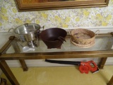 Chafing dish, Wooden Salad Bowl w/utensils & Basket/hot pads
