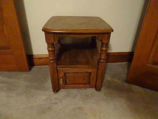 Wooden side table-21"H x 18" square.