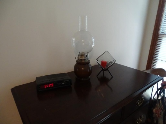 Radio, lamp, candle