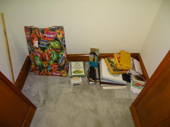 Items in Closet-2 irons, albums, vintage cards, knickknacks