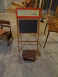 Vintage child's chalk board and stool