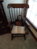 Rocking Chair and pillow-with vintage pocketbook