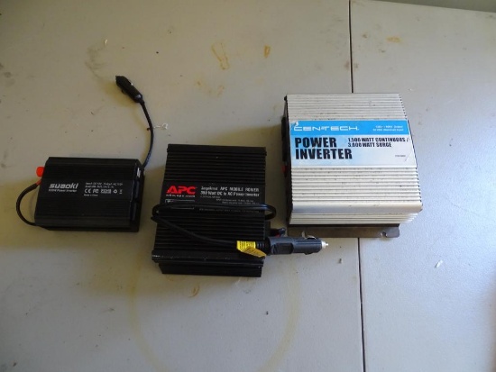 3 Power Inverters: APC 350W, SUAOK1 300W, Centech 1500W continuous