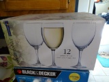Luminarc nuance wine goblets-12-with 2 wooden wine racks for hanging.
