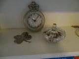 Danbury Clock, Silver leaf and glass bowl