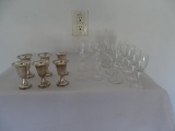 Vintage cordial/demitasse glasses with stem-13 glass, 8 silver plate