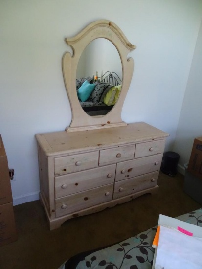 Wood Dresser w/ single Sleigh bed by Vaughan, plus night stand.