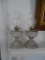 2 Antique Peanut Pattern Glass Lamps