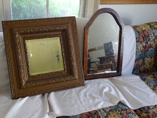 2 Vintage mirrors with wood frames