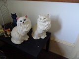 2 large porcelain cat statues-