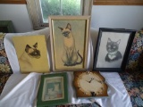 4 Cat Pictures and a Cat Clock