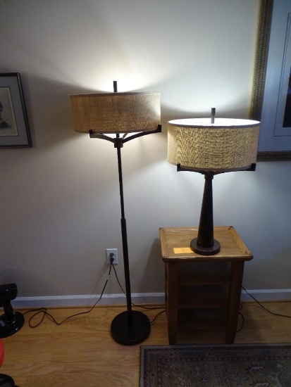 Floor Lamp-61"H and Table Lamp- 29" H-metal base
