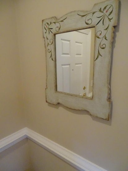 Wood frame Mirror (24" x 20") and Umbrella stand (metal)
