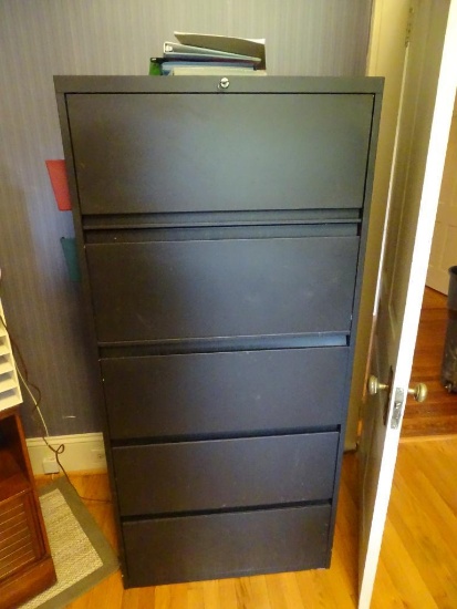 5 Drawer Lateral Metal Locking File - 65"H x 30"W x 18"D-w/lock