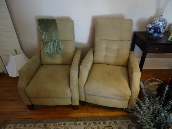 2 Suede like Recliners-Haining High Point Furniture Company