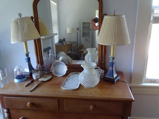 All items on Dresser-Lamps, pitcher, etc.