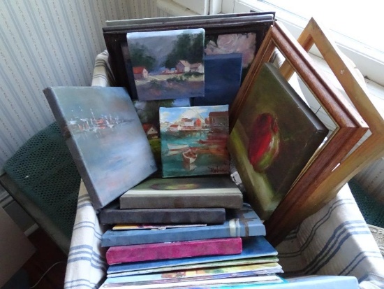 Box of Oil on canvas pictures