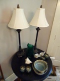 Two lamps plus everything else on table