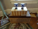 Woven chest and set of 6 mugs- (only 2 are shown in picture)