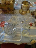 Glass Ice Bucket, tray, bowls, round butter dish, etc.