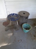 Assorted Items on porch (basket, planter, etc.)
