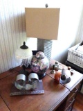 All items on top of desk-includes unique vintage lamp