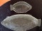 Clear GlasBake platters in the shape of fish--larger is 18