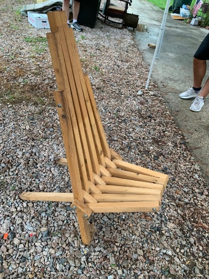 Unique folding wooden chair; handmade