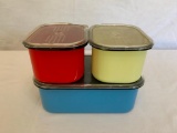 Three BecoWare containers for food storage, metal base, acrylic lids