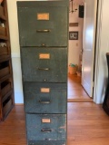 Vintage four-drawer Army green file cabinet